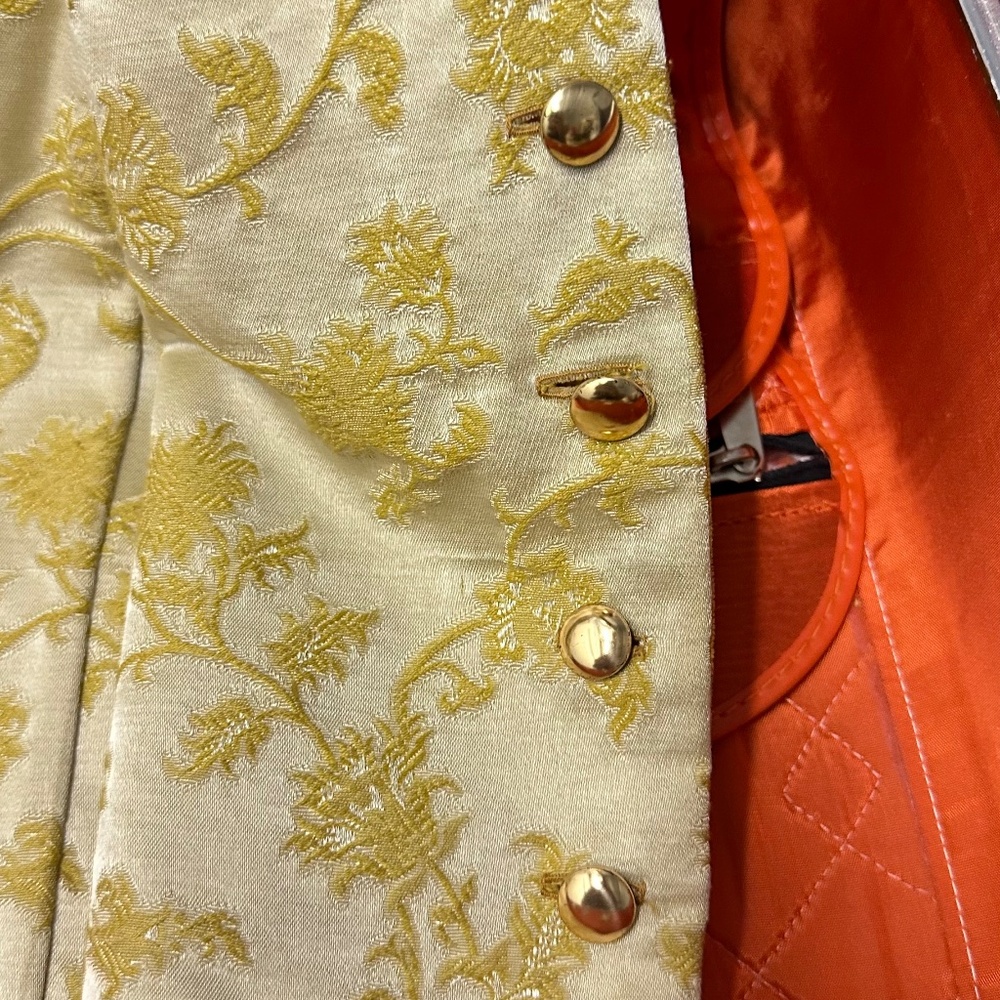 Vintage 1960s–70s Reversible Men’s Vest – Gold Velvet & Brocade Formal Waistcoat